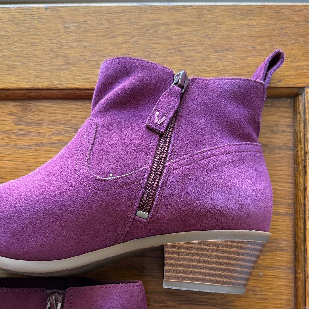 Vionic Plum Suede Chelsea Ankle Boots with Side Zip - Picture 7 of 11